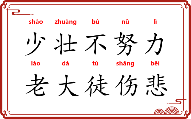 少壮不努力，老大徒伤悲