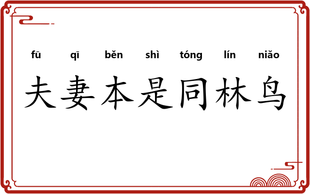 夫妻本是同林鸟 夫妻本是同林鸟
