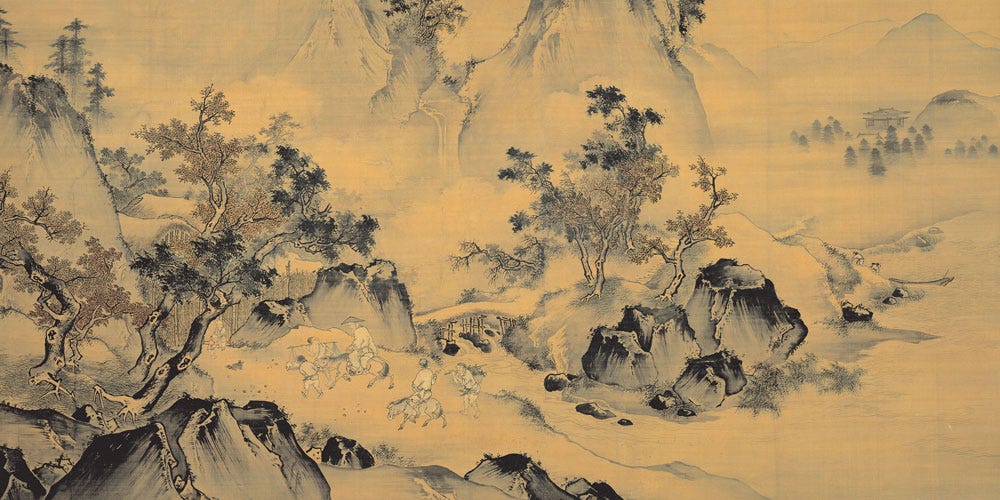 大幅山水（稚子候门图）局部