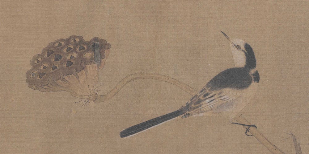 疏荷沙鸟图局部