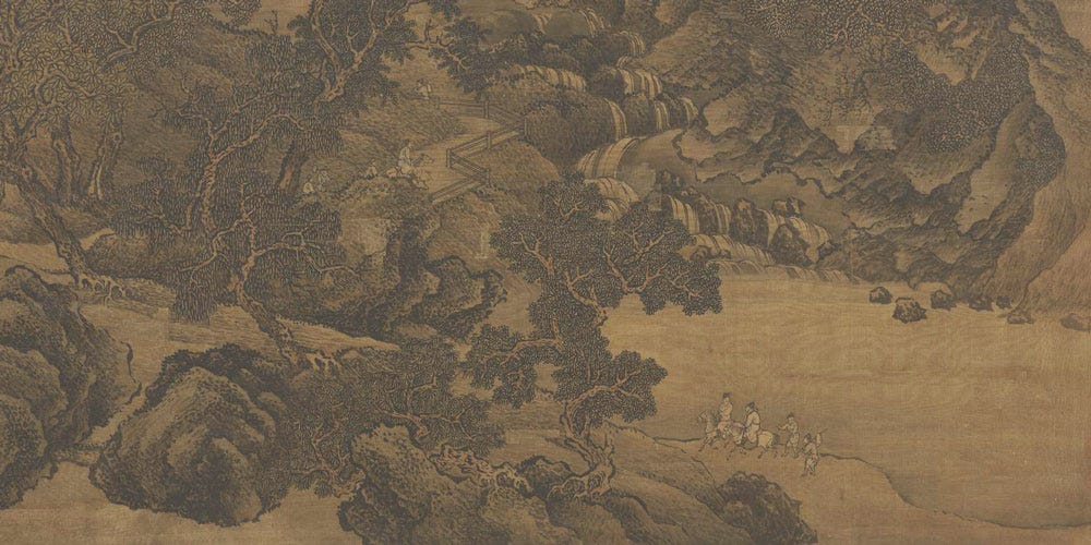 摹范宽庐山图轴局部