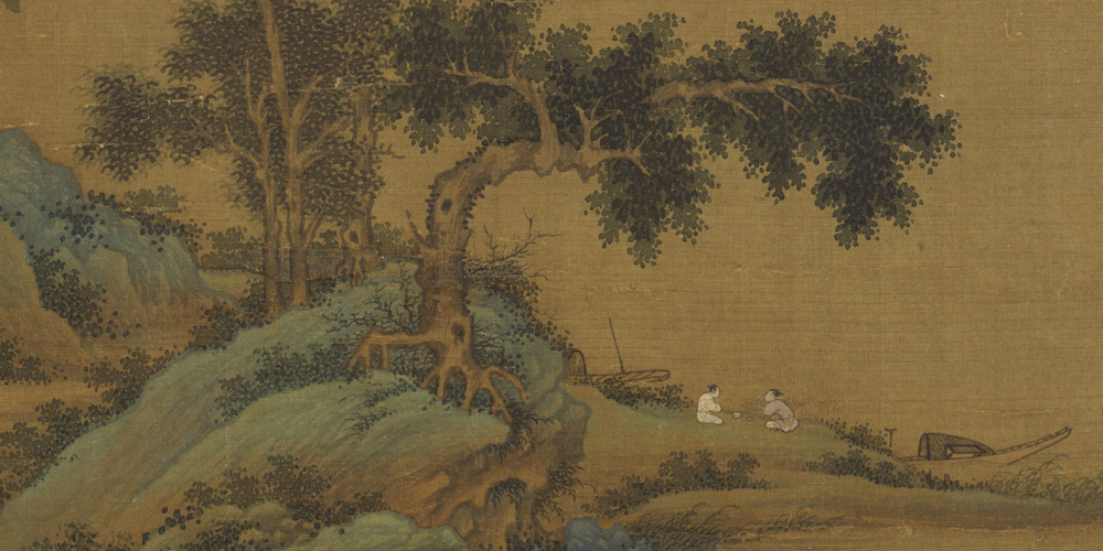 秋浦停舟图局部