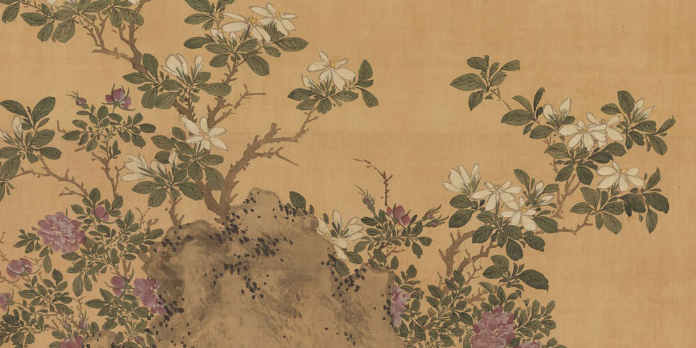 设色花卉图局部