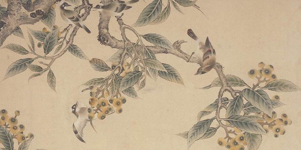 花鸟图轴局部