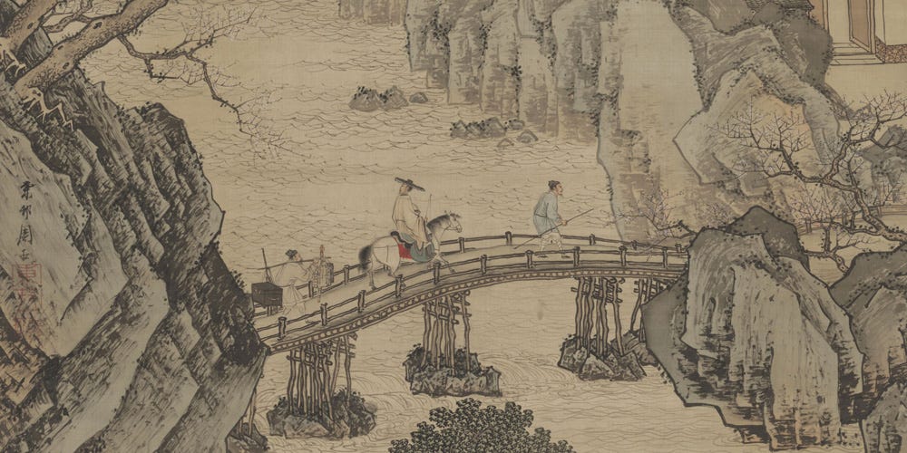 春山游骑图局部
