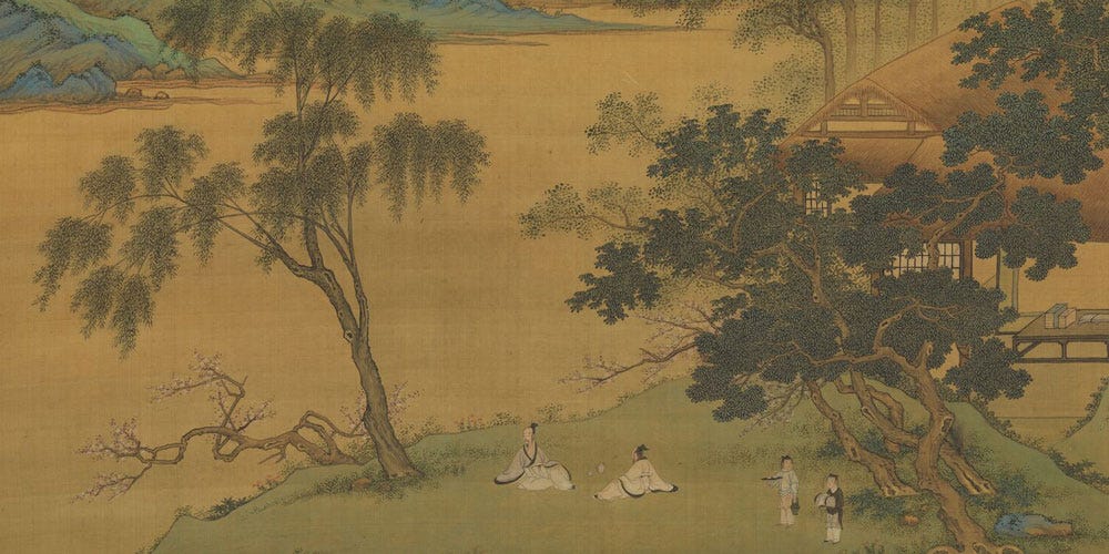 春山吟赏图局部
